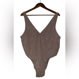 Good American‎ Scuba Deep Curvy Shaping Sculpt Brown Bodysuit Wide Strap Women 5